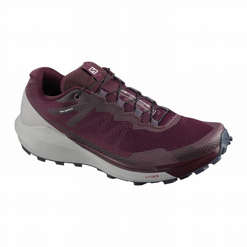 Salomon Singapore Womens Trail Running Shoes - SENSE RIDE 3 W Burgundy/Coral | 32875-PFGJ